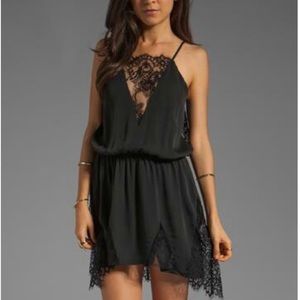 Michelle mason black silk lace dress